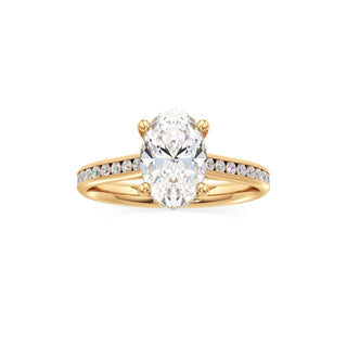 Cathedral Channel Set Hidden Halo Emerald Engagement Ring