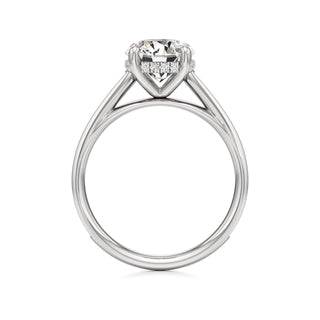 Cathedral Channel Set Hidden Halo Emerald Engagement Ring