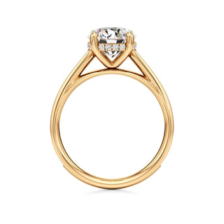 Cathedral Channel Set Hidden Halo Emerald Engagement Ring