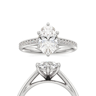 Cathedral Channel Set Six Prong Oval Engagement Ring