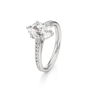 Cathedral Channel Set Six Prong Emerald Engagement Ring