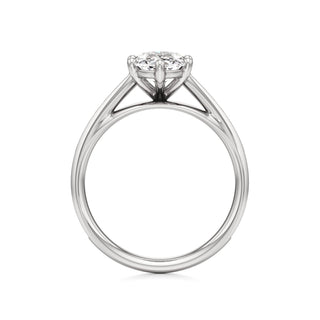 Cathedral Channel Set Six Prong Emerald Engagement Ring
