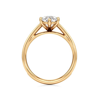 Cathedral Channel Set Six Prong Emerald Engagement Ring