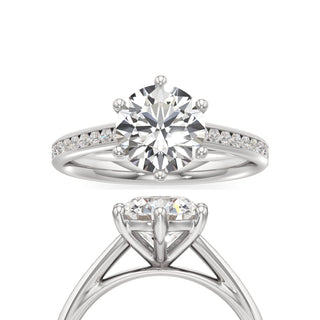 Cathedral Channel Set Six Prong Oval Engagement Ring