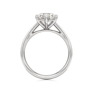 Cathedral Channel Set Six Prong Emerald Engagement Ring
