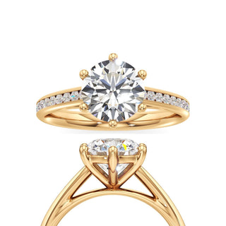 Cathedral Channel Set Six Prong Princess Engagement Ring