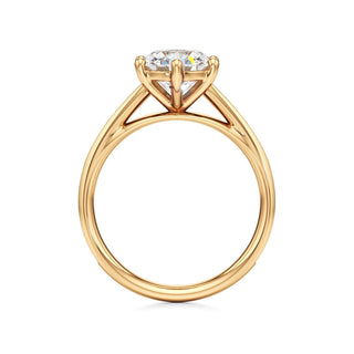 Cathedral Channel Set Six Prong Emerald Engagement Ring