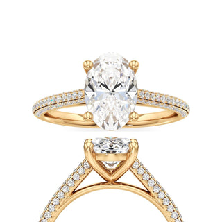 Cathedral Pavé Set Basket Pear Engagement Ring