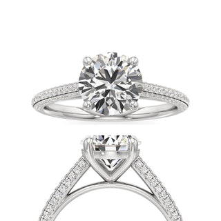Cathedral Pavé Set Basket Pear Engagement Ring