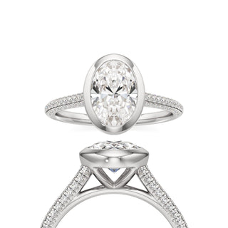 Cathedral Pavé Set Bezel Oval Engagement Ring