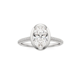 Cathedral Pavé Set Bezel Pear Engagement Ring