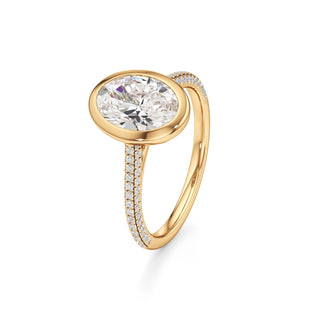 Cathedral Pavé Set Bezel Pear Engagement Ring