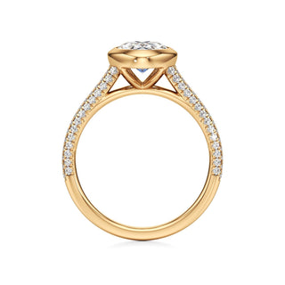 Cathedral Pavé Set Bezel Pear Engagement Ring