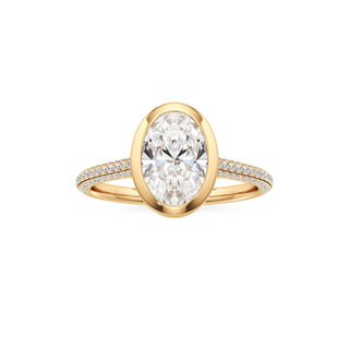 Cathedral Pavé Set Bezel Pear Engagement Ring