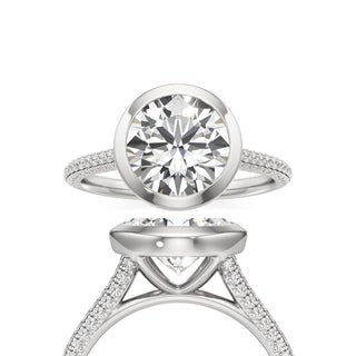 Cathedral Pavé Set Bezel Oval Engagement Ring