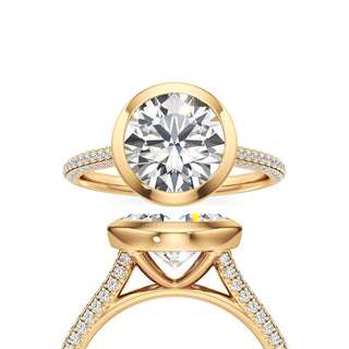 Cathedral Pavé Set Bezel Princess Engagement Ring