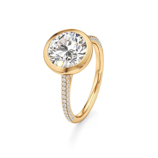 Cathedral Pavé Set Bezel Pear Engagement Ring