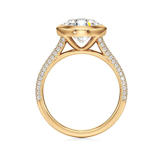 Cathedral Pavé Set Bezel Pear Engagement Ring