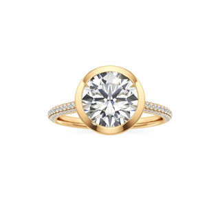 Cathedral Pavé Set Bezel Pear Engagement Ring