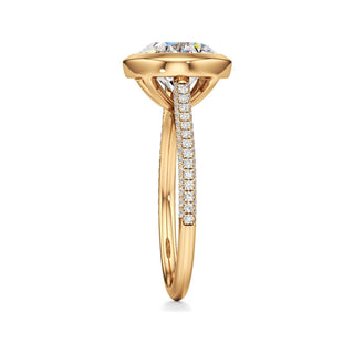 Cathedral Pavé Set Bezel Pear Engagement Ring