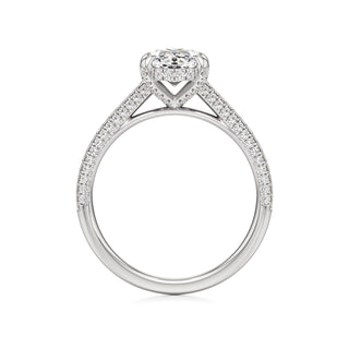 Cathedral Pavé Set Diamond Basket Marquise Engagement Ring