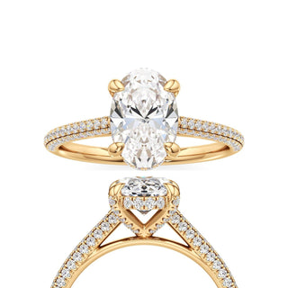 Cathedral Pavé Set Diamond Basket Oval Engagement Ring