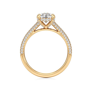 Cathedral Pavé Set Diamond Basket Marquise Engagement Ring