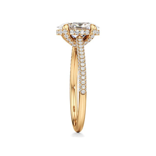 Cathedral Pavé Set Diamond Basket Marquise Engagement Ring