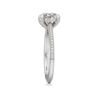 Cathedral Pavé Set Diamond Basket Marquise Engagement Ring
