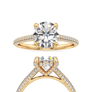 Cathedral Pavé Set Diamond Basket Radiant Engagement Ring