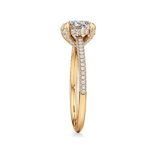 Cathedral Pavé Set Diamond Basket Marquise Engagement Ring