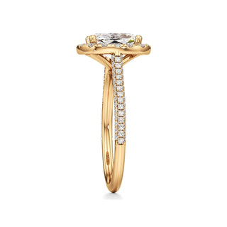 Cathedral Pavé Set Halo Marquise Engagement Ring