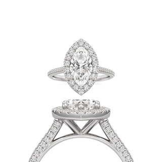 Cathedral Pavé Set Halo Marquise Engagement Ring