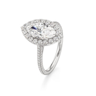 Cathedral Pavé Set Halo Marquise Engagement Ring
