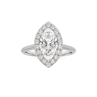 Cathedral Pavé Set Halo Marquise Engagement Ring