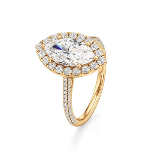 Cathedral Pavé Set Halo Marquise Engagement Ring