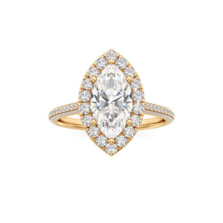 Cathedral Pavé Set Halo Marquise Engagement Ring