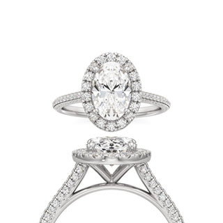 Cathedral Pavé Set Halo Oval Engagement Ring