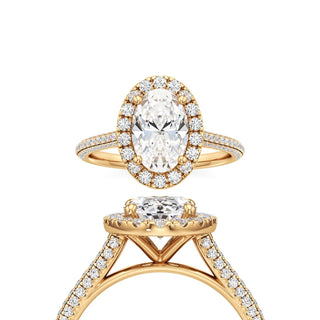 Cathedral Pavé Set Halo Oval Engagement Ring