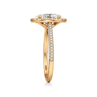 Cathedral Pavé Set Halo Marquise Engagement Ring