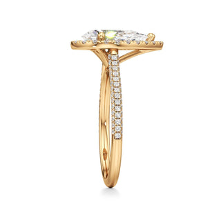 Cathedral Pavé Set Halo Marquise Engagement Ring