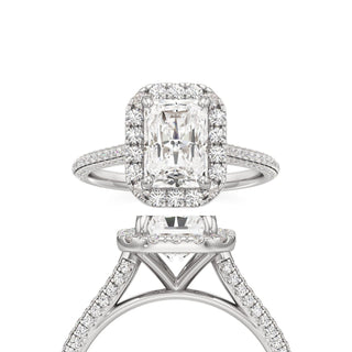 Cathedral Pavé Set Halo Radiant Engagement Ring