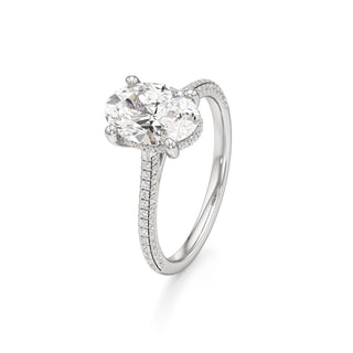 Cathedral Pavé Set Hidden Halo Oval Engagement Ring