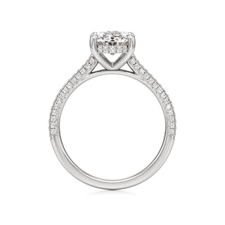 Cathedral Pavé Set Hidden Halo Oval Engagement Ring