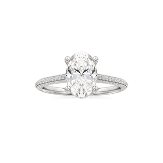 Cathedral Pavé Set Hidden Halo Oval Engagement Ring