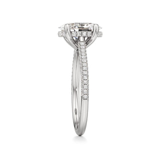 Cathedral Pavé Set Hidden Halo Oval Engagement Ring