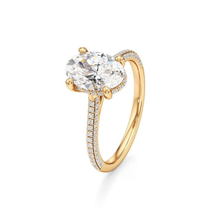 Cathedral Pavé Set Hidden Halo Oval Engagement Ring
