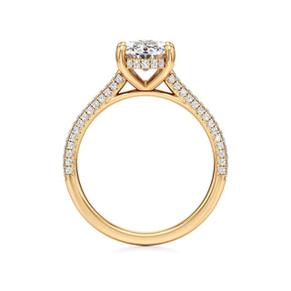 Cathedral Pavé Set Hidden Halo Oval Engagement Ring
