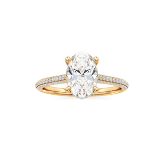 Cathedral Pavé Set Hidden Halo Oval Engagement Ring