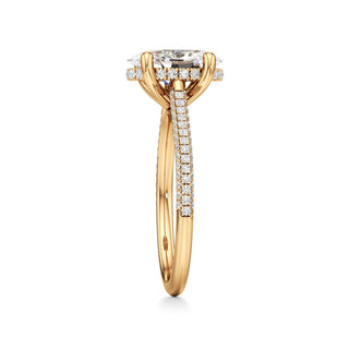 Cathedral Pavé Set Hidden Halo Oval Engagement Ring